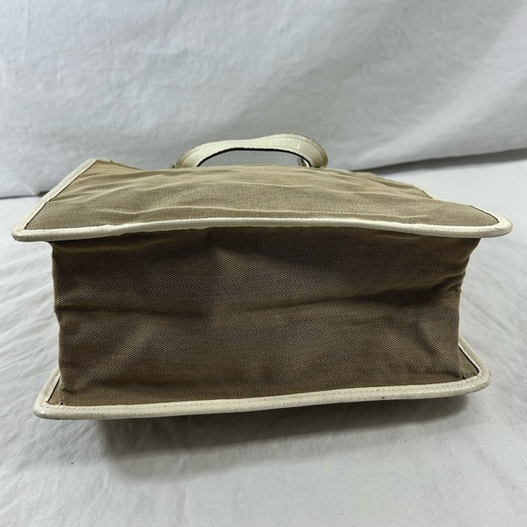 Vintage Gucci beige ivory canvas and leather tote bag hand held - Picture 12 of 16